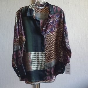 NWT Zara Basic Patchwork Printed Shirt